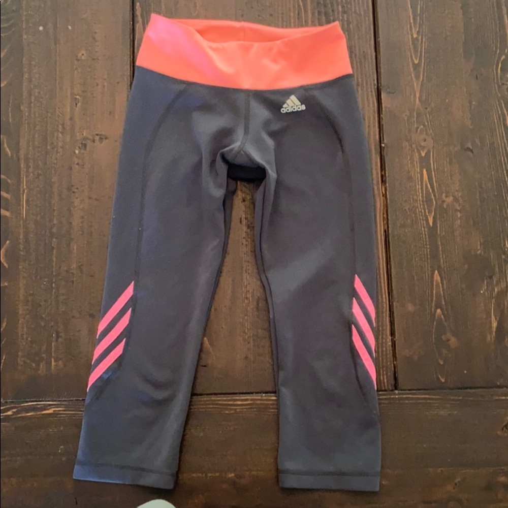 Grey with Pink stripes ADIDAS leggings
